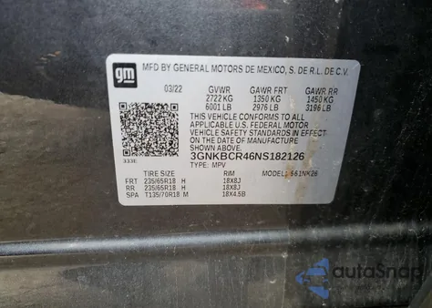 2022 Chevrolet Blazer 2Lt from USA, damaged, VIN 3GNKBCR46NS182126